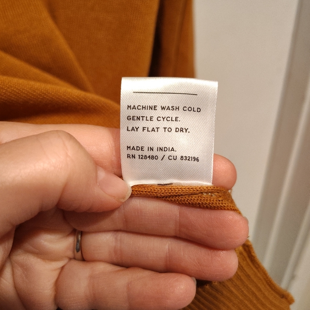 Pact Classic Fine Knit Burnt Orange V-Neck Organic Cotton Sweater Sz XL Preppy - Picture 6 of 7